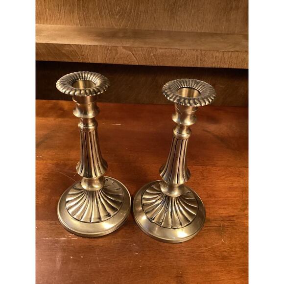 Vintage Gatco Solid Brass Candlesticks Pair Of Candleholders Made in India - Picture 1 of 10